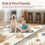 Ultra Soft Area Rug, Non Slip, Stain Resistant, Washable Area Rugs for Living Room, Bedroom, Luxurious Neutral Tiled Design(Beige)