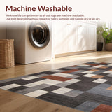 Ultra Soft Area Rug, Non Slip, Stain Resistant, Washable Area Rugs for Living Room, Bedroom, Rustic Warm Tones Geometric Fabrication(Gray)