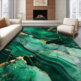 Ultra Soft Area Rug, Non Slip, Stain Resistant, Washable Area Rugs for Living Room, Bedroom, Contemporary Elegant Black Gold Fusion(Green)