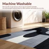 Ultra Soft Area Rug, Non Slip, Stain Resistant, Washable Area Rugs for Living Room, Bedroom, Elegant Minimalist Geometric Print(Black)