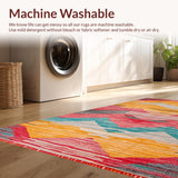 Ultra Soft Area Rug, Non Slip, Stain Resistant, Washable Area Rugs for Living Room, Bedroom, Elegant Reversible Striped Design(Yellow)