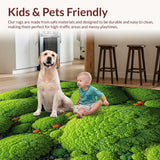 Ultra Soft Area Rug, Non Slip, Stain Resistant, Washable Area Rugs for Living Room, Bedroom, Unique Decorative Bedroom Moss Pattern Area Rug(Green)
