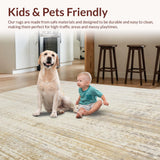 Ultra Soft Area Rug, Non Slip, Stain Resistant, Washable Area Rugs for Living Room, Bedroom, Vintage Inspired Beige Area Distressed Woven Design(Beige)