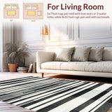 Ultra Soft Area Rug, Non Slip, Stain Resistant, Washable Area Rugs for Living Room, Bedroom, Classic Striped Harmony Rug Featuring Graphic Bands and Crisp Edge Detailing(Black)