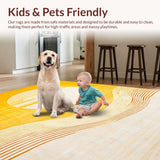 Ultra Soft Area Rug, Non Slip, Stain Resistant, Washable Area Rugs for Living Room, Bedroom, Contemporary Warm Toned Abstract(Yellow)