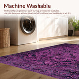 Ultra Soft Area Rug, Non Slip, Stain Resistant, Washable Area Rugs for Living Room, Bedroom, Classic Monochrome Trellis Features(Purple)