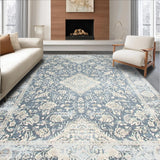 Ultra Soft Area Rug, Non Slip, Stain Resistant, Washable Area Rugs for Living Room, Bedroom, Elegant Natural Gray Damask Motif(Gray)