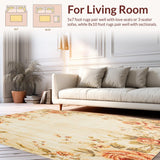 Ultra Soft Area Rug, Non Slip, Stain Resistant, Washable Area Rugs for Living Room, Bedroom, Vintage Beige Distressed Floral Accent(Beige)