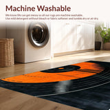 Ultra Soft Area Rug, Non Slip, Stain Resistant, Washable Area Rugs for Living Room, Bedroom, Eclectic Retro Music Motif(Orange)