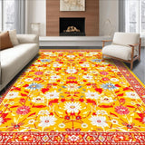 Ultra Soft Area Rug, Non Slip, Stain Resistant, Washable Area Rugs for Living Room, Bedroom, Eclectic Colorful Garden Layout(Yellow)