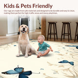 Ultra Soft Area Rug, Non Slip, Stain Resistant, Washable Area Rugs for Living Room, Bedroom, Graceful Butterfly Floral Ultra Accent Design(Beige)