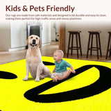 Ultra Soft Area Rug, Non Slip, Stain Resistant, Washable Area Rugs for Living Room, Bedroom, Funky Psychedelic Cheerful Motif(Yellow)