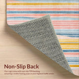 Ultra Soft Area Rug, Non Slip, Stain Resistant, Washable Area Rugs for Living Room, Bedroom, Retro Surfboard Motif Rug Featuring Abstract Coastal Stripes and Pastel Tones(Pink)