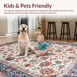 Ultra Soft Area Rug, Non Slip, Stain Resistant, Washable Area Rugs for Living Room, Bedroom, Elegant Softened Botanical Motif(White)