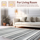 Ultra Soft Area Rug, Non Slip, Stain Resistant, Washable Area Rugs for Living Room, Bedroom, KaHouen Chic Striped Pattern Rug for Front Door and Deck Area(Black)