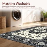 Ultra Soft Area Rug, Non Slip, Stain Resistant, Washable Area Rugs for Living Room, Bedroom, Rustic Textured Tasseled Runner Style(Black)