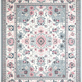 Ultra Soft Area Rug, Non Slip, Stain Resistant, Washable Area Rugs for Living Room, Bedroom, Cozy Vintage Symmetrical Visuals(White)