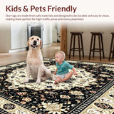 Ornate Black and Beige Featuring Luxurious Medallion Floral(Black)