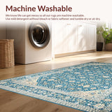 Ultra Soft Area Rug, Non Slip, Stain Resistant, Washable Area Rugs for Living Room, Bedroom, Elegant Intricate Floral Composition(Blue)