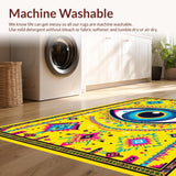 Ultra Soft Area Rug, Non Slip, Stain Resistant, Washable Area Rugs for Living Room, Bedroom, Creative Colorful Talisman Motif(Yellow)