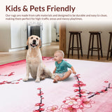 Ultra Soft Area Rug, Non Slip, Stain Resistant, Washable Area Rugs for Living Room, Bedroom, Sakura Floral Watercolor Aesthetic(Pink)