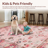 Ultra Soft Area Rug, Non Slip, Stain Resistant, Washable Area Rugs for Living Room, Bedroom, Elegant Vintage Floral Arrangement(Pink)