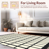Ultra Soft Area Rug, Non Slip, Stain Resistant, Washable Area Rugs for Living Room, Bedroom, Minimalist Cross Patterned Featuring Muted Beige and Bold Black Accents(Beige)