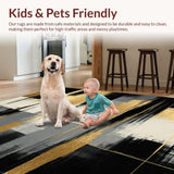 Ultra Soft Area Rug, Non Slip, Stain Resistant, Washable Area Rugs for Living Room, Bedroom, Luxurious Gold-Infused Graphic Style(Gold)