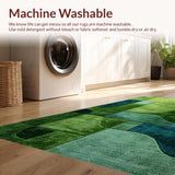 Ultra Soft Area Rug, Non Slip, Stain Resistant, Washable Area Rugs for Living Room, Bedroom, Nature-Inspired Circular Shaggy Design(Green)