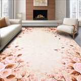 Ultra Soft Area Rug, Non Slip, Stain Resistant, Washable Area Rugs for Living Room, Bedroom, Elegant Round Nature Inspired(Beige)