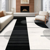 Ultra Soft Area Rug, Non Slip, Stain Resistant, Washable Area Rugs for Living Room, Bedroom, Sophisticated Toned Monochrome Theme(Black)