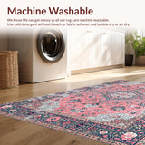 Ultra Soft Area Rug, Non Slip, Stain Resistant, Washable Area Rugs for Living Room, Bedroom, Soft Pastel Boho Patterned Delight(Pink)