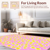 Ultra Soft Area Rug, Non Slip, Stain Resistant, Washable Area Rugs for Living Room, Bedroom, Bright Floral Patterned Elegance(Pink)