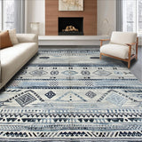 Ultra Soft Area Rug, Non Slip, Stain Resistant, Washable Area Rugs for Living Room, Bedroom, Sleek Modern Gray Patterned Design(Blue)