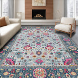 Ultra Soft Area Rug, Non Slip, Stain Resistant, Washable Area Rugs for Living Room, Bedroom, Rustic Earthy Trellis Motif(Gray)