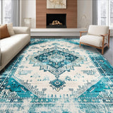 Ultra Soft Area Rug, Non Slip, Stain Resistant, Washable Area Rugs for Living Room, Bedroom, Serene Coastal Patterned Composition(Beige)