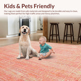 Ultra Soft Area Rug, Non Slip, Stain Resistant, Washable Area Rugs for Living Room, Bedroom, Modern Oriental Inspired Rug with Abstract Coral Velvet Pattern Details(Orange)