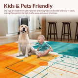 Ultra Soft Area Rug, Non Slip, Stain Resistant, Washable Area Rugs for Living Room, Bedroom, Lively Modern Abstract Expressionism(Orange)