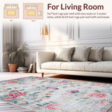 Ultra Soft Area Rug, Non Slip, Stain Resistant, Washable Area Rugs for Living Room, Bedroom, Minimalist Modern Soft Floral Arrangement(Gray)