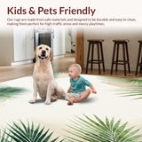 Jungle Serenity Area Green Beige Palm Frond Design(Beige)