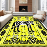 Ultra Soft Area Rug, Non Slip, Stain Resistant, Washable Area Rugs for Living Room, Bedroom, Elegant Geometric Black and Cream(Yellow)