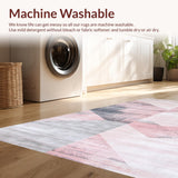 Ultra Soft Area Rug, Non Slip, Stain Resistant, Washable Area Rugs for Living Room, Bedroom, Trendy Pink and Black Geometric Fusion(Pink)