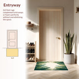 Ultra Soft Area Rug, Non Slip, Stain Resistant, Washable Area Rugs for Living Room, Bedroom, Exotic Palm Haven Area Green Beige Leafy(Green)