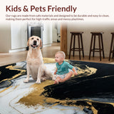 Ultra Soft Area Rug, Non Slip, Stain Resistant, Washable Area Rugs for Living Room, Bedroom, Minimalist Luxe Marble Effect(Black)