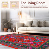 Ultra Soft Area Rug, Non Slip, Stain Resistant, Washable Area Rugs for Living Room, Bedroom, Educational Non-Slip Kids Bedroom Circular Rug(Red)