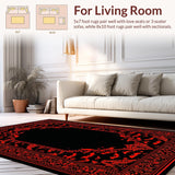 Ultra Soft Area Rug, Non Slip, Stain Resistant, Washable Area Rugs for Living Room, Bedroom, Bold Red and Black Theme(Black)