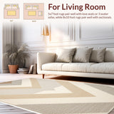 Ultra Soft Area Rug, Non Slip, Stain Resistant, Washable Area Rugs for Living Room, Bedroom, Handmade Chevron Neutral Living Room Rug(Beige)