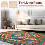 Ultra Soft Area Rug, Non Slip, Stain Resistant, Washable Area Rugs for Living Room, Bedroom, Luxurious Multicolor Geometric Arrangement(Orange)