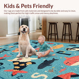 Ultra Soft Area Rug, Non Slip, Stain Resistant, Washable Area Rugs for Living Room, Bedroom, Preschool ABC Number Educational Ocean Creature Play Area Rug(Blue)