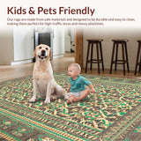 Ultra Soft Area Rug, Non Slip, Stain Resistant, Washable Area Rugs for Living Room, Bedroom, Rustic Neutral Tiled Motif(Beige)